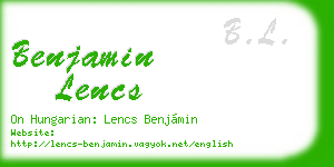 benjamin lencs business card